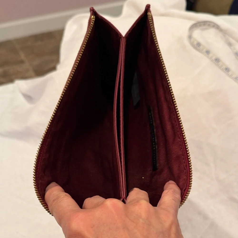 White House Black Market Burgundy Zip-Around Wallet - Picture 7 of 8